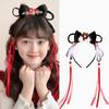 Flower Children Wig Headband Red New Year Hair Accessories Cosplay Hanfu Performance