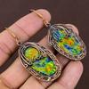 Natural Abalone Shell Gemstone Handmade Copper Wire Wrap Earring 2.64 F0o36