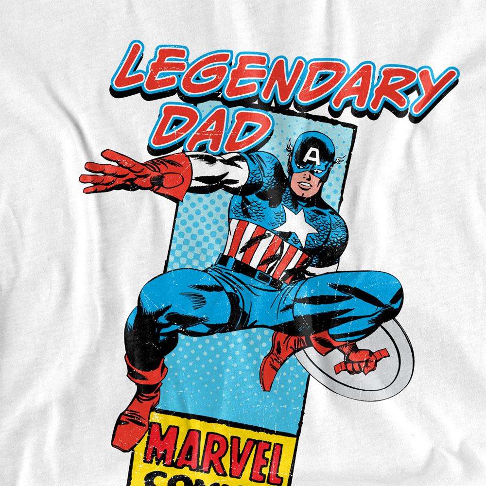 Marvel Comics Mens Legendary Dad Captain America Corner Box Fathers Day T-Shirt