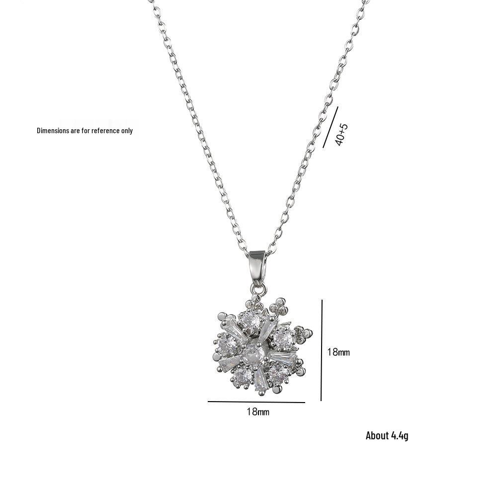 Internet Celebrity Snowflake Diamond Necklace - Fashion Clavicle Chain for Women