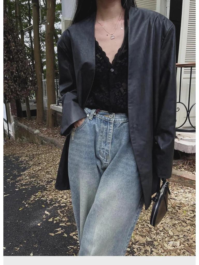 Women's 2024 Early Autumn Long-Sleeve Slim Lace Top