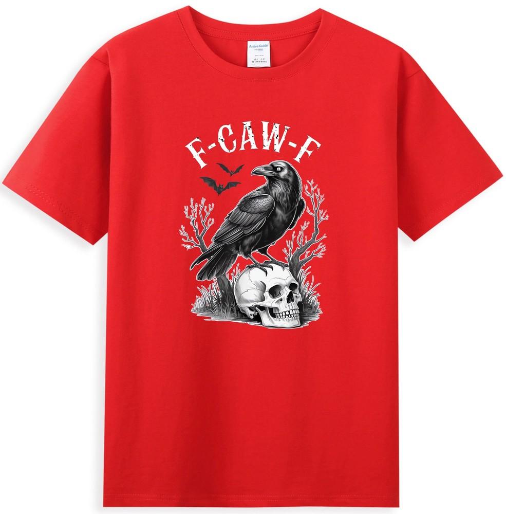 Halloween F Caw F Black Bird FCawF Crow With Skull Horror Graphic TShirt