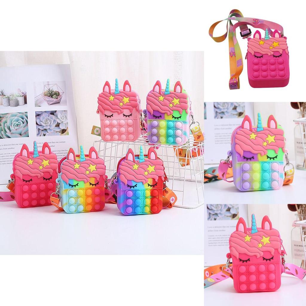 Красочный радужный единорог поппер сенсорный канцелярский органайзер с фиджет-игрушкой