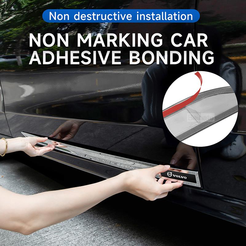 For Volvo Car Stainless Steel Side Door Body Guard Strips Protector Decorative Cover Trims For VOLVO XC90 S60 S90 XC60 V90 Car A