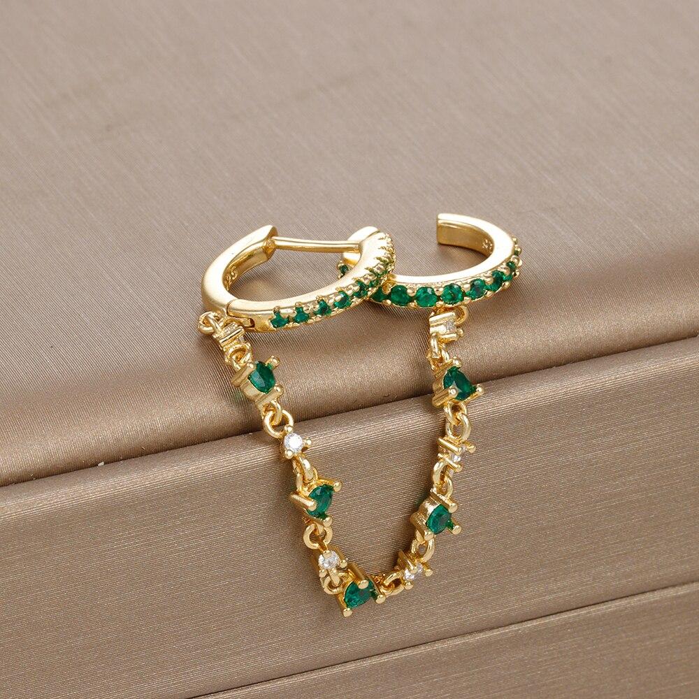 Серьги-подвески из нержавеющей стали с кристаллами CZ в Европе и Америке, модные ювелирные изделия с пряжкой для ушей, подарки на день рождения для женщин