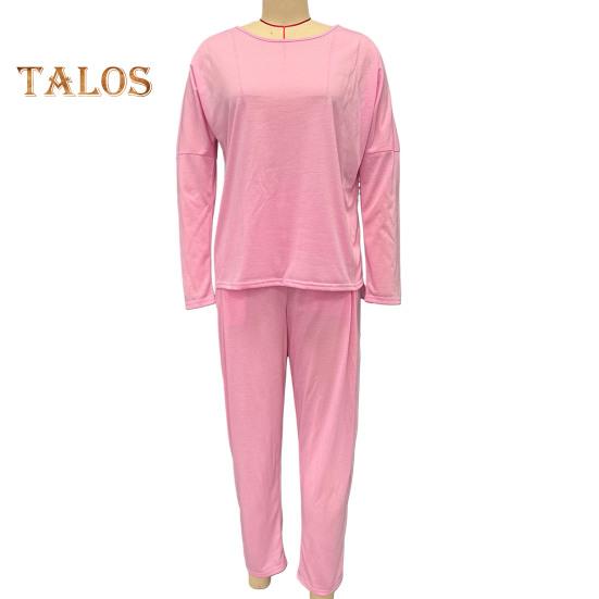 Комплект из 2 предметов: осенне-весенний женский топ, брюки, футболка с длинными рукавами и круглым вырезом, брюки с эластичной резинкой на талии и боковыми карманами, спортивный брючный костюм для поездок на работу