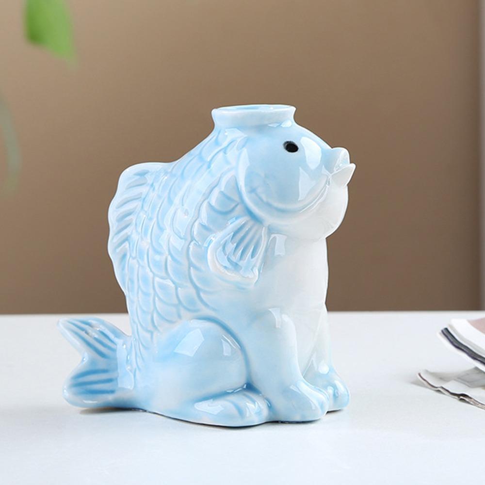 Unique Ceramic Succulent Planter Fish-shaped Hydroponic Planter Desktop Decor