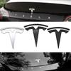 Tesla Model 3/Y Car Exterior Decoration Parts - Metal Blackened Logo Emblem Front Bumper & Rear Trunk Logo Replacement Kit