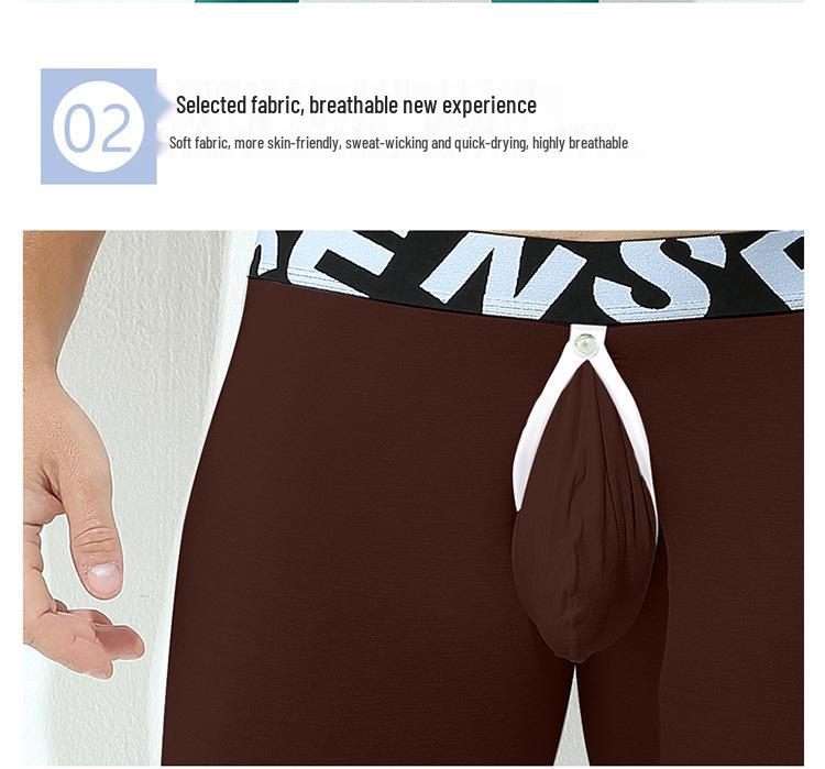 Мужские хлопковые базовые леггинсы для кросс-кантри: Фронтальная застежка, Высокая эластичность, Дышащий, Плотно прилегающий, U-выпуклый дизайн, Длинное нижнее белье.