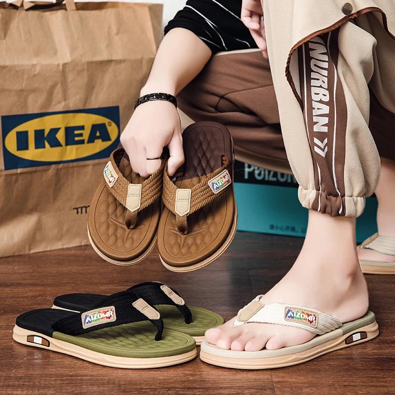Модные мужские шлепанцы для лета, противоскользящие и устойчивые к запаху, импортные шлепанцы с клипсой для мужских уличных пляжных сандалий