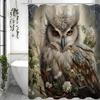 Сова и Цветочная Шторка для Душа, Декоративная Шторка для Ванной Комнаты, Водонепроницаемая Шторка для Душа с Крючками