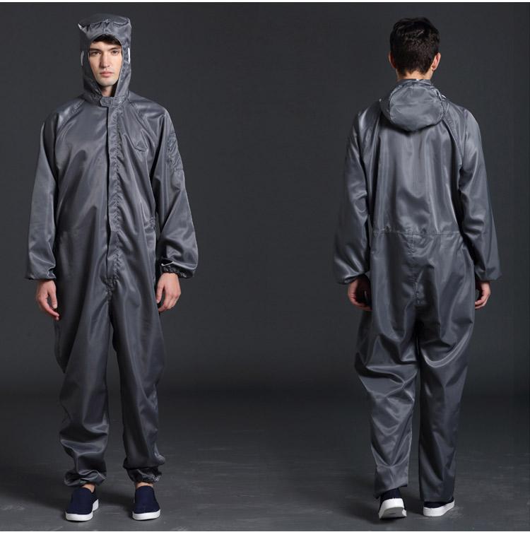 Unisex One-piece Coveralls Uniform Clean Clothes Hooded Cleanroom Garments Clean Dust-proof Anti-Static Clothing Work Protection