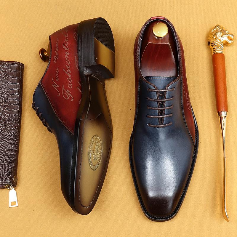 Деловые туфли-оксфорды, британские цветные туфли с острым носком, мужские туфли, на шнуровке, кожаные туфли ручной работы