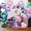 10-Pack of Shell-Shaped Aluminum Foil Balloons, 5 Mini Shell-Shaped Pink Balloons, 5 Mini Shell-Shaped Purple Balloons, Very Suitable for Birthday Pa