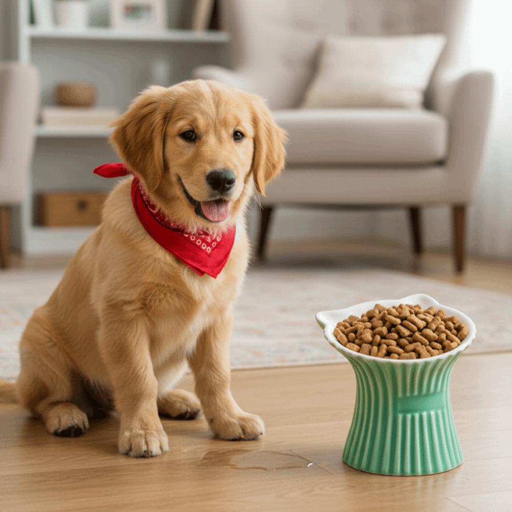 High Foot Dog Food Feeder Anti-Slip Base Cat Feeding Dish Cute Pet Drinking Bowl Food Feeding