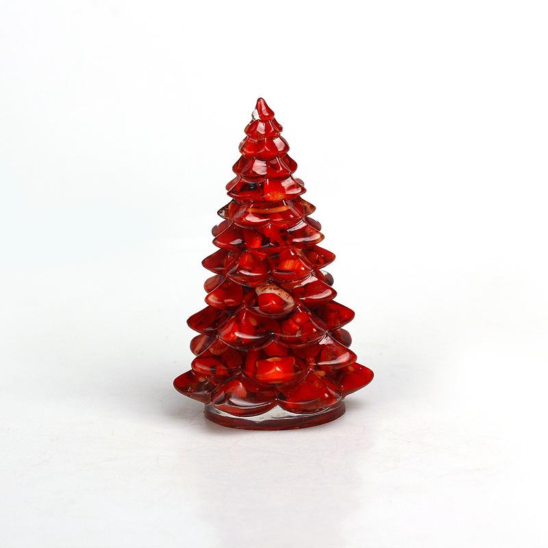 1Pc Natural Stone Crystal Resin Christmas Tree For Home Decor, Bring Good Luck, Healing, And Energy Balance