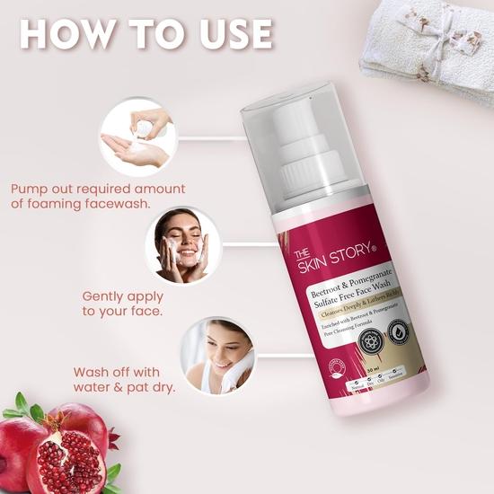 The Skin Story Свекла и гранат для умывания лица | Без сульфатов и парабенов | Очищающее средство для лица | Пенящееся средство для умывания для сияющей кожи | Для всех типов кожи | 50 мл