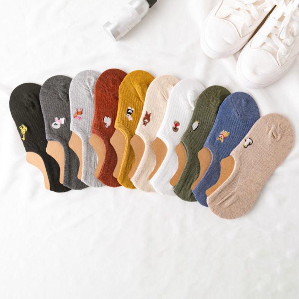 10Pairs Cartoon Sweet Short Socks Animal Invisible Ankle Socks Cute Thin Boat Socks  Streetwear