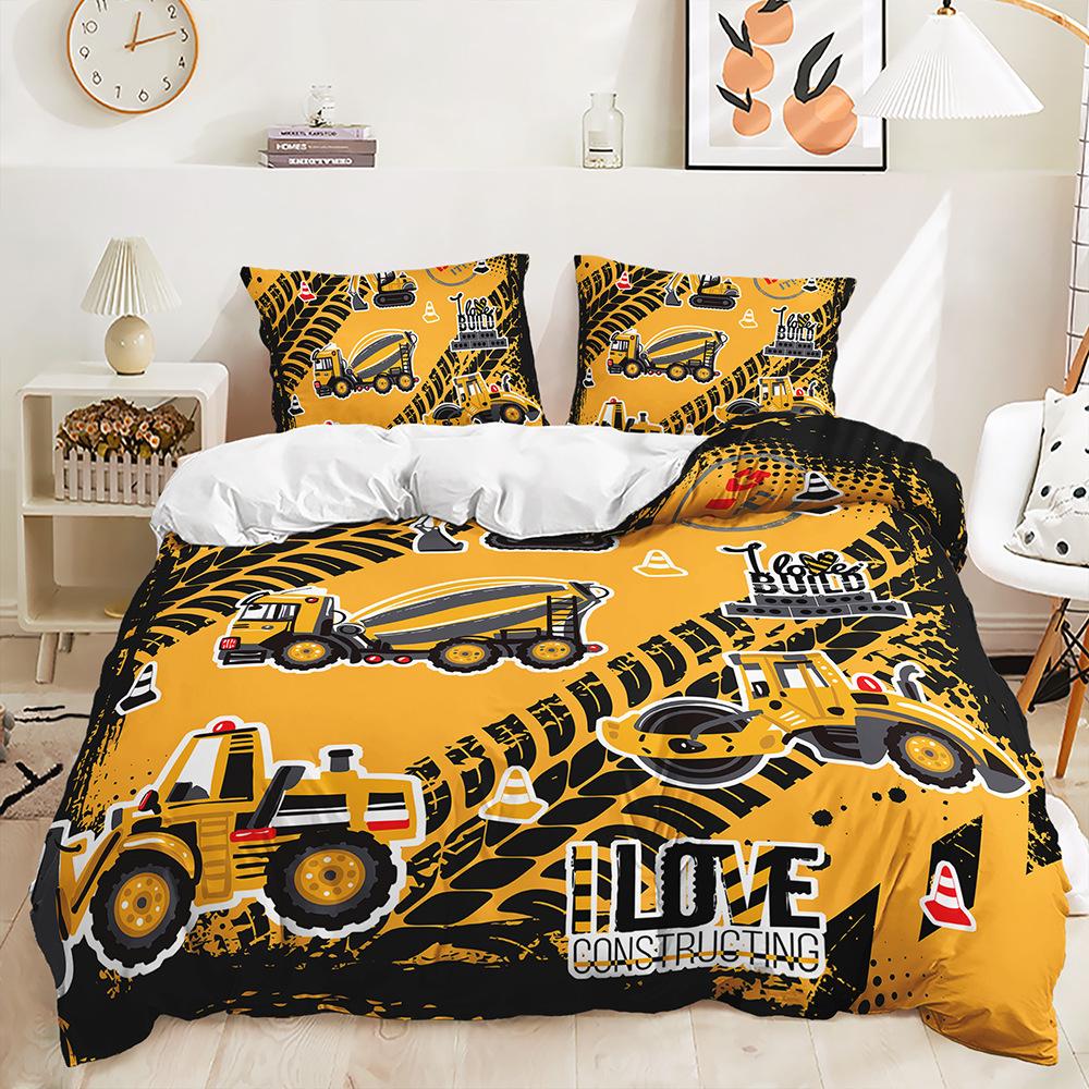 Bed Three-Piece Construction Car Racing Game Quilt Cover 3D Digital Printing Kit