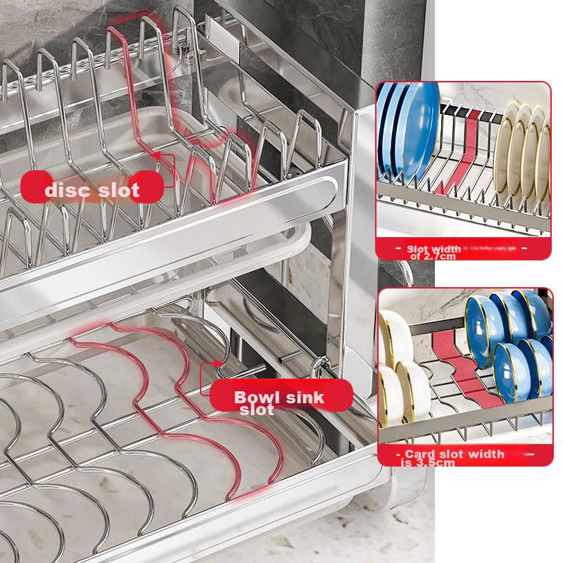 MEICHUWUYU Kitchen Dish Rack, 304 Stainless Steel Draining Bowl Holder, Chopstick Storage, Knife And Cutting Board Organizer