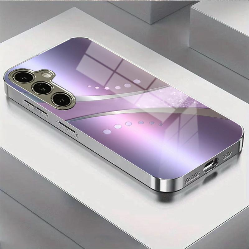 Светло-фиолетовый изогнутый чехол с блестящим круглым узором для Samsung Galaxy S25 S24 Ultra S22 Ultra S21 Ultra S21 S20 Ultra S20
