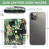 Cute RFID Card Holder PU Leather Ultra-Thin Coin Bag Compact Black Cat Floral Women Wallet Daily Use