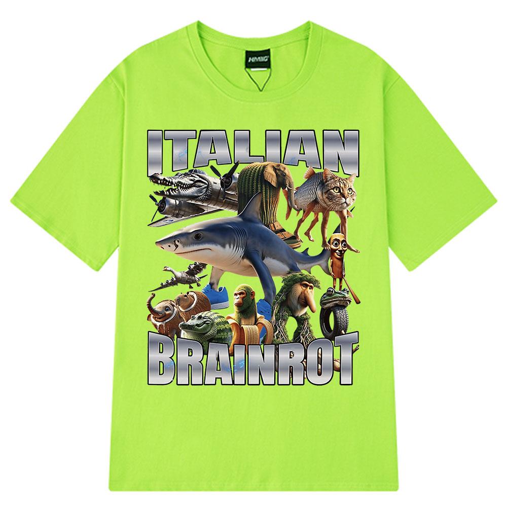 Italian Brainrot Tralalero Tralala Tung Tung Tung Sahur Bombardiro Crocodilo Funny Meme T-shirt Men Women Fashion Loose T Shirts