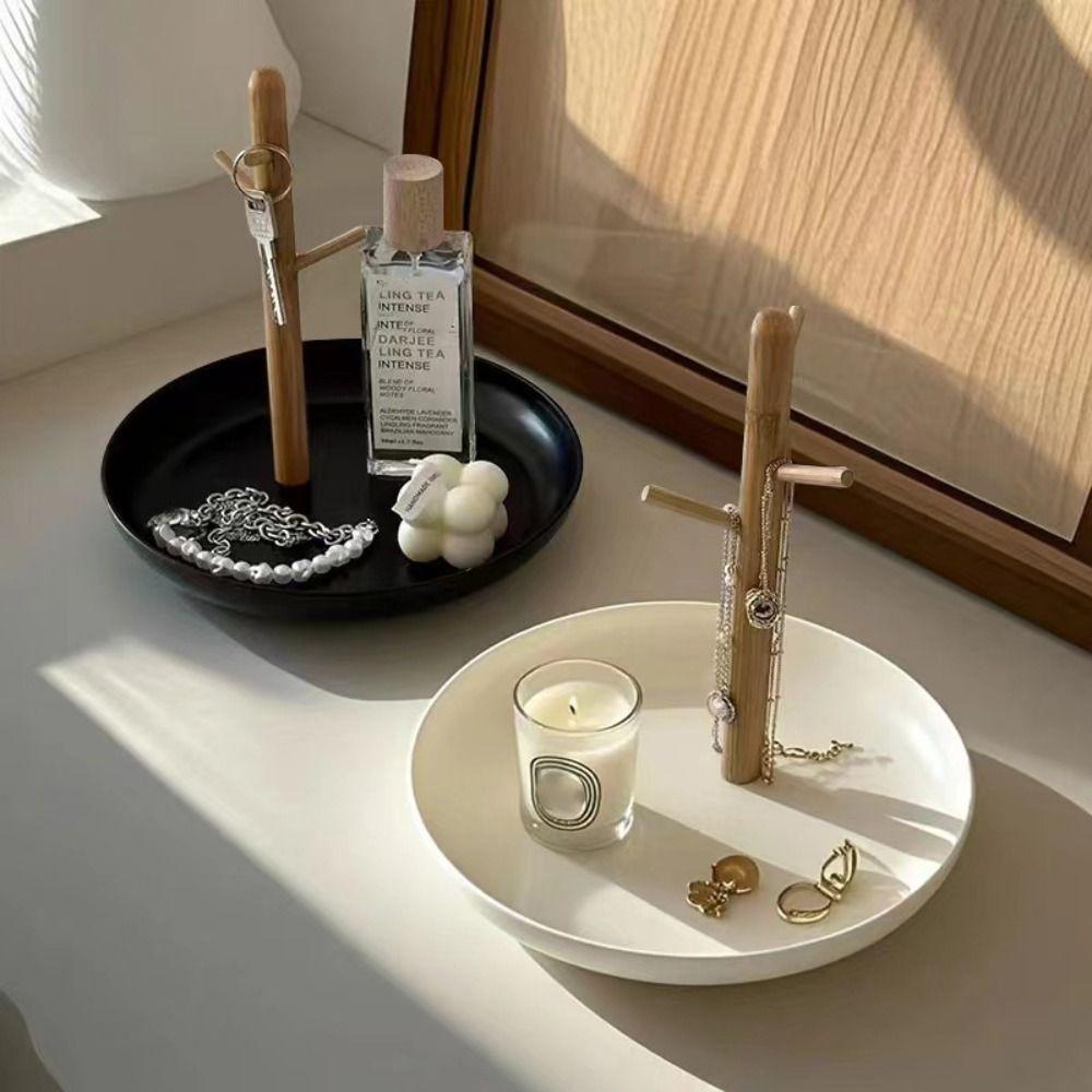 Wooden Jewelry Hanging Rack Simple Bathroom Shelf Multi-Function Storage Tray Living Room