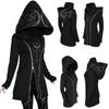 Ayollar uchun gotik qalpoqli ko'ylagi Street Goth Punk uslubidagi qora uzun qalpoqli Harajuku kozoklari Katta o'lchamli Zip-up Y2K tashqi kiyim tops