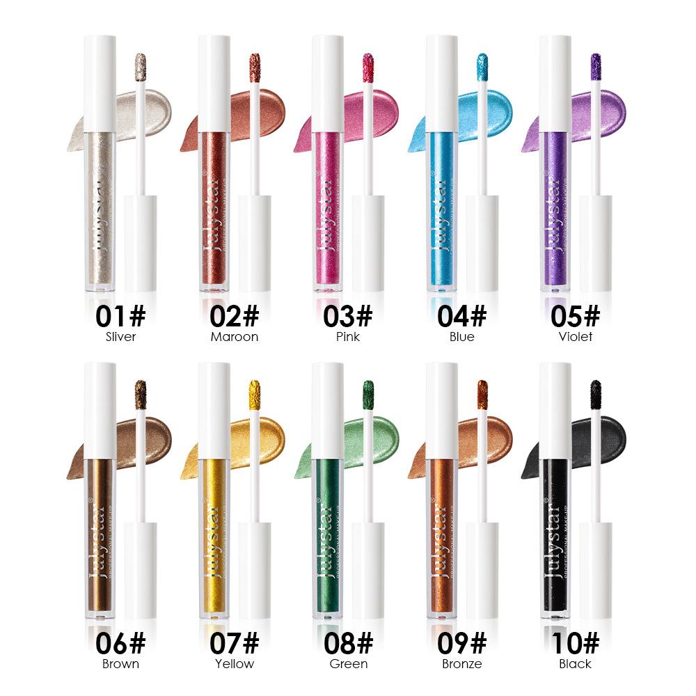 10 Colors Waterproof Liquid Eyeshadow High Shine Long-Lasting Sparkling Eye Shadow Metallic Pink Purple Party Stage Eyes Makeup Hallowmas