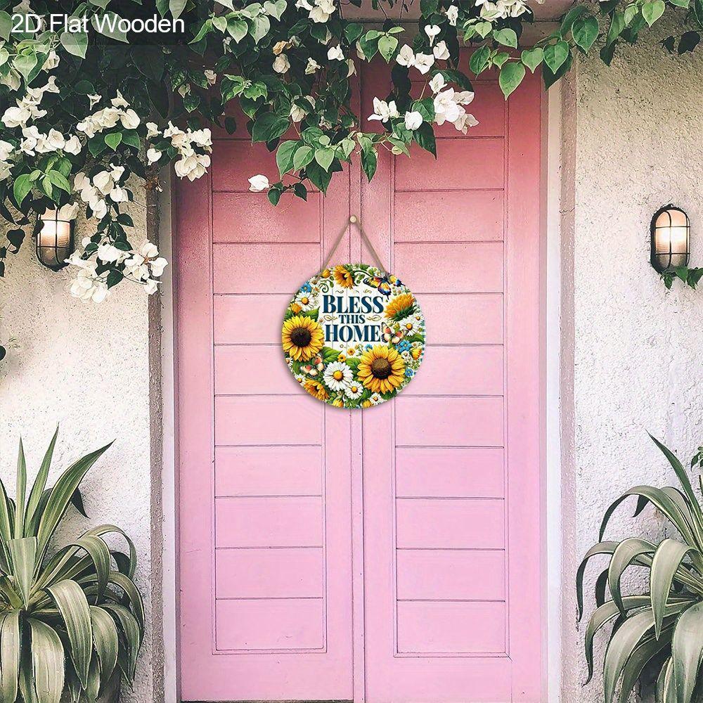 2D Flat Hanging Decorative Signs,interior Wall or Door Decoration,garden Decoration,the Pattern Is Sunflower,a Housewarming Gift for Friends