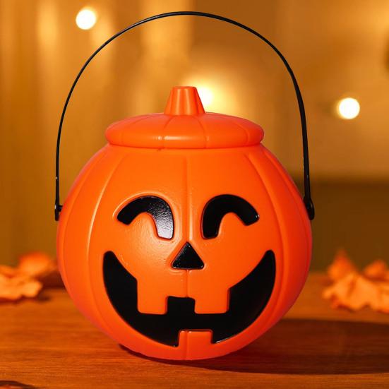 Ведро для сладостей на Хэллоуин, тыквенное ведро для сладостей, корзина для хранения, переносная миска для сладостей на Хэллоуин, детский держатель для закусок для вечеринок
