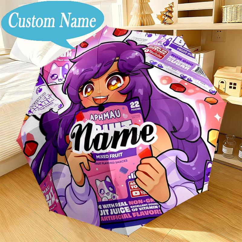 Custom Name Umbrella Aphmau Candy Adventure Umbrella 8-Frame for Travel, Camping, Casual Lightweight Portable, Essential for Family Gifts