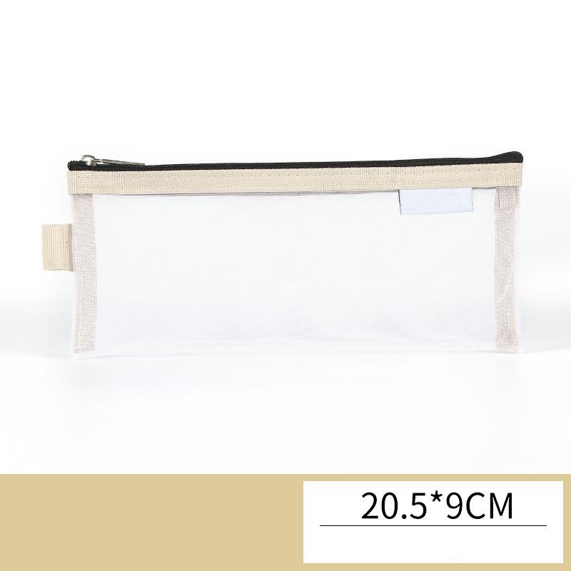 Large Capacity Simple Color Pencil Case Student Exam Series Hand Account Net Yarn Transparent Stationery Storage Supplies Bag