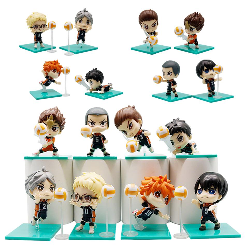 8 Pcs Haikyuu Multi-character Figures Cute Anime Desktop Decor Collectible Model Toys Children's Gifts Support