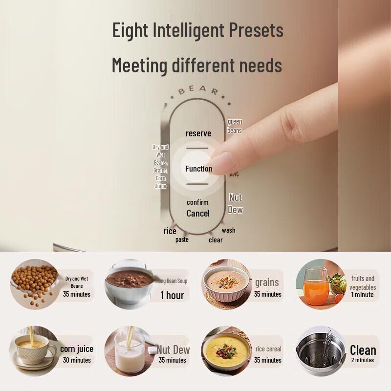 Bear 1.2L Smart Filter-Free Soymilk Maker & Blender CN plug (adapter included)