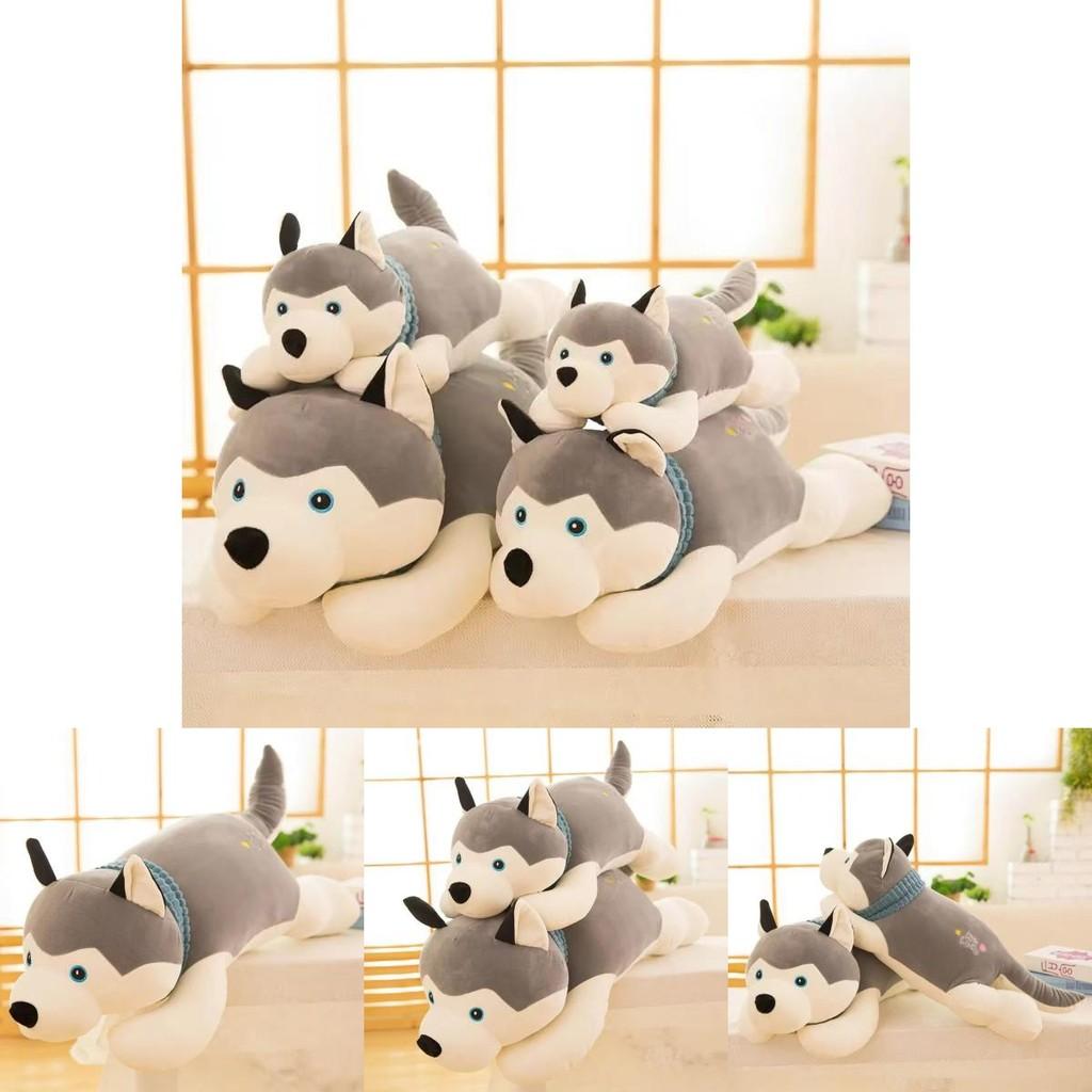 Cute Gray Lying Posture Husky Plush Doll Toy For Playroom Decor And Gift Idea
