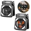 Solar Powered Fan with LED Light 5200mAh Battery Portable Polysilicon Panel Fan for Outdoor Camping Emergency Use