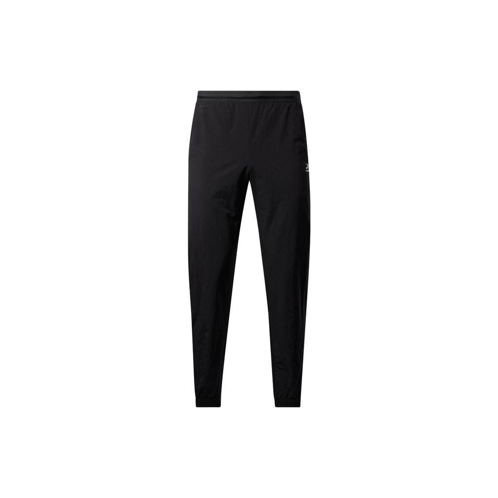 Reebok X Eightyone 81 Тканые джоггеры с принтом векторного логотипа с манжетами, унисекс, черные H45572