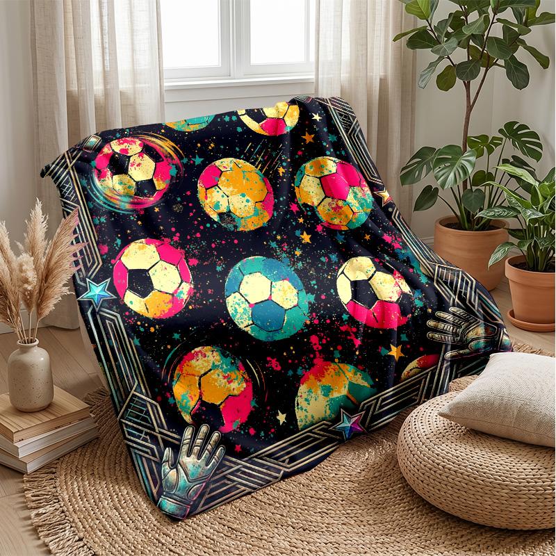Soccer Art Energy Theme blanket Lightweight Warm Flannel Blanket Decorative Throw Blanket for Home Decoration