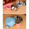 Pet Hanging Bowl Stainless Steel Dog Cat Cage Two-Layer Detachable Pink Stationary Bowl Economical Pet Supplies