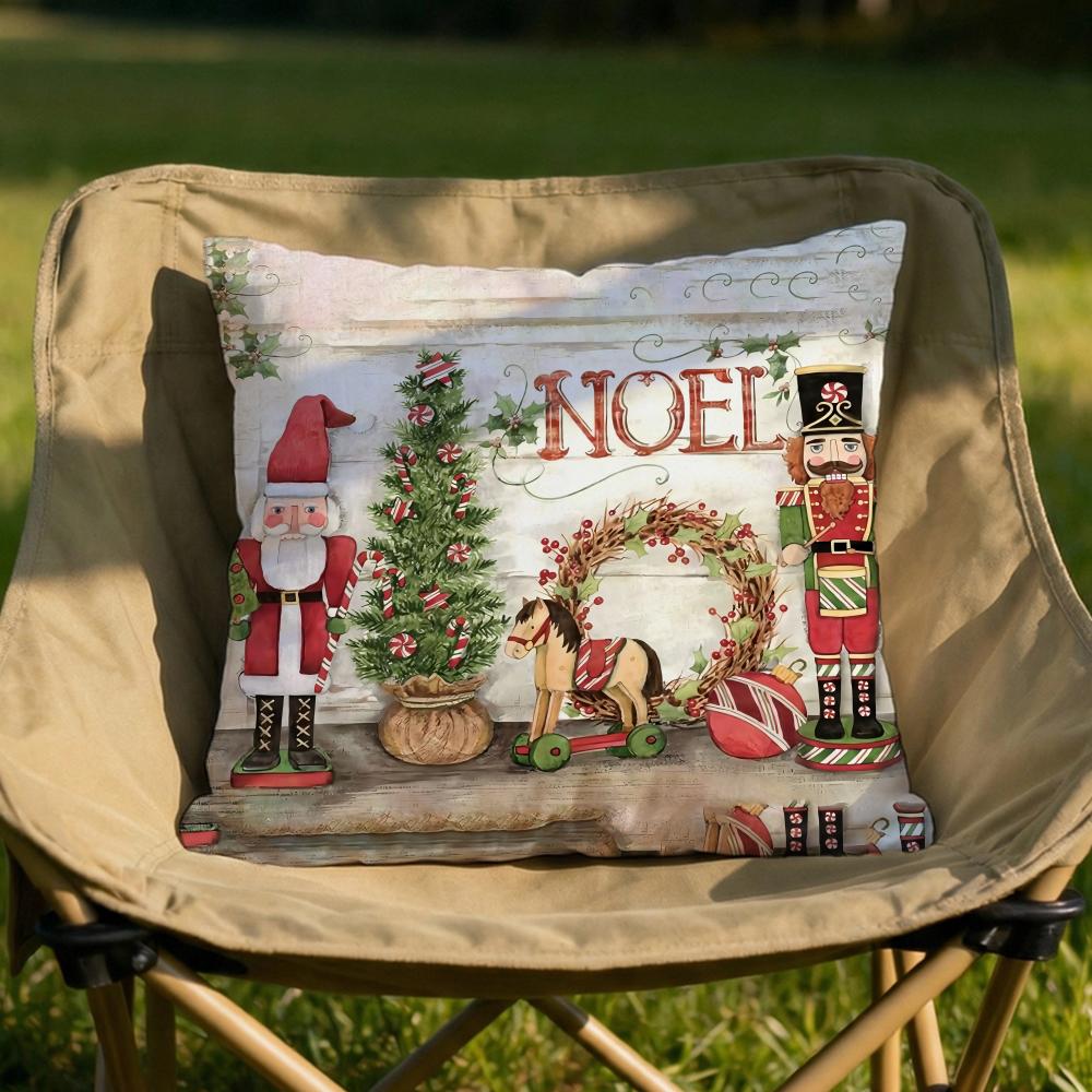 Christmas Red Candle Cushion Cover Soft Reversible Durable Pillow Cover MultiScene Use for Home Car Daily Comfort