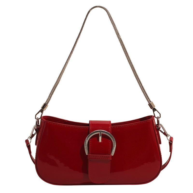 2025 Spring New French Temperament High-end Patent Leather Underarm Women's Bag Niche Design Fashion Shoulder Messenger Bag