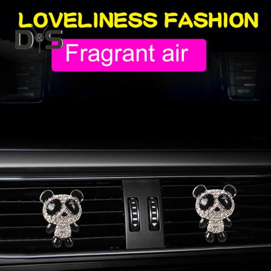 Зажим для духов с рисунком панды, хороший запах, металлическая мини-инкрустация, духи для выхода воздуха в автомобиле