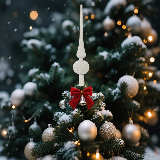 Christmas Tree Topper 11 Inches Velvet Flocked Gourd Tree Topper Colorful Spiral Christmas Tree