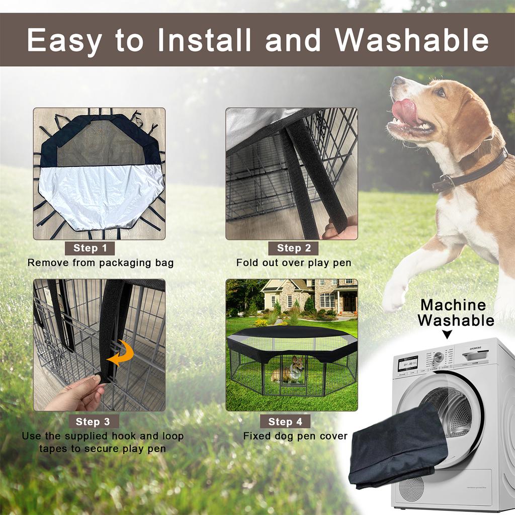 24-дюймовый манеж для домашних животных, 8 панелей, восьмиугольный забор для домашних животных, сетчатый чехол для манежа для собак, солнцезащитный козырек