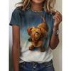 Women T Shirts For Summer 2024 New Short Sleeve Tees Shirts Street Clothing Casual Cute Dog Print Ladies Girls Tops 2024