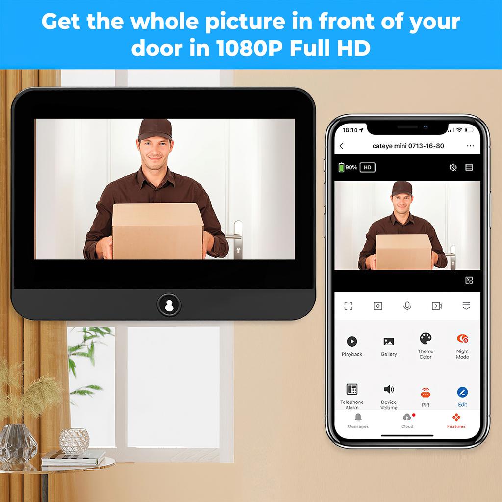 2.4G WiFi 4.3 Inch IPS HD Display Security Camera Microwave Radar Human Detection Digital Door Viewer Smart Door Peepholes