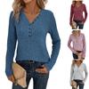 Осень и зима Новая женская одежда V-образный вырез на пуговицах однотонная футболка с длинными рукавами женская
