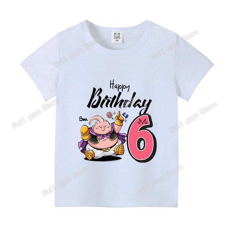 Dragon BallZ Theme Birthday Number T-Shirt White Summer Child Clothes Cartoon Majin Buu Short Sleeve Tees Casual Tops Gifts